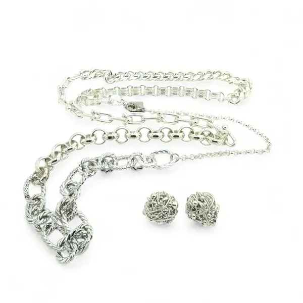 Demeter Silver 2 Jewellery Set - Long Necklace, Earrings