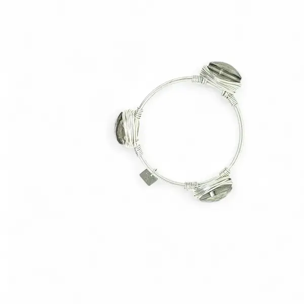 LIMITED STONE BANGLE Smoky Crystal Silver - Image 2