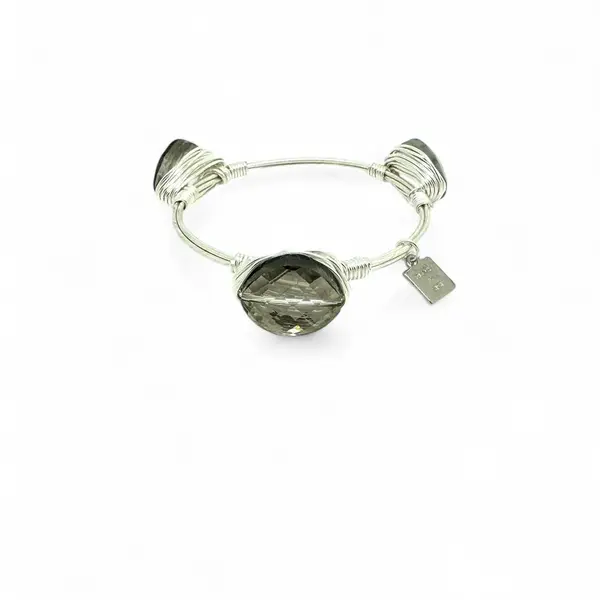 LIMITED STONE BANGLE Smoky Crystal Silver