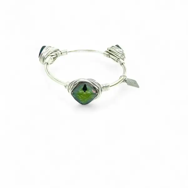 LIMITED STONE BANGLE Small AB Crystal Silver
