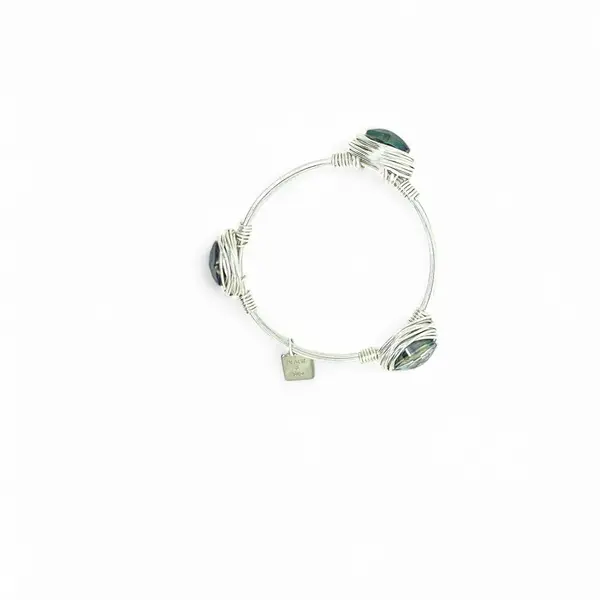 LIMITED STONE BANGLE Small AB Crystal Silver - Image 2