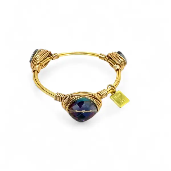 LIMITED STONE BANGLE Small AB Crystal Gold