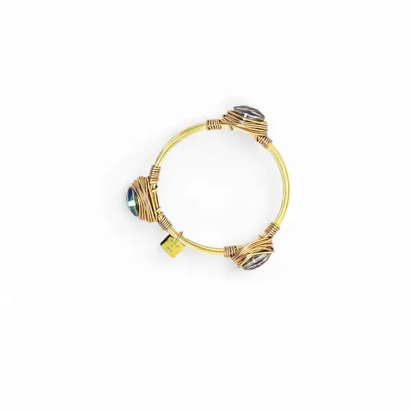 LIMITED STONE BANGLE Small AB Crystal Gold - Image 2