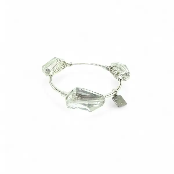 Clear Crystal Bangle Silver