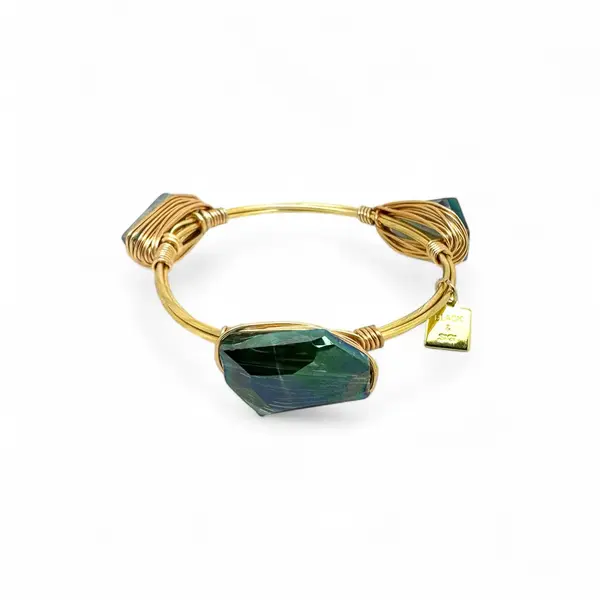 LIMITED STONE BANGLE Green/Grey AB Crystal Gold