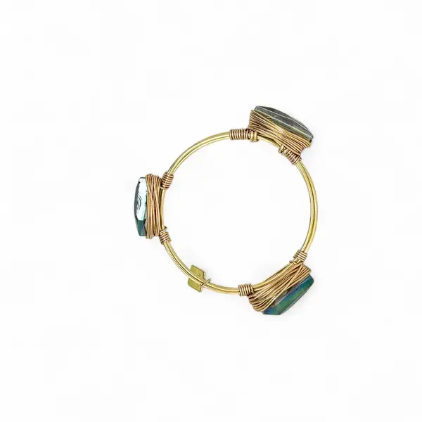LIMITED STONE BANGLE Green/Grey AB Crystal Gold - Image 2