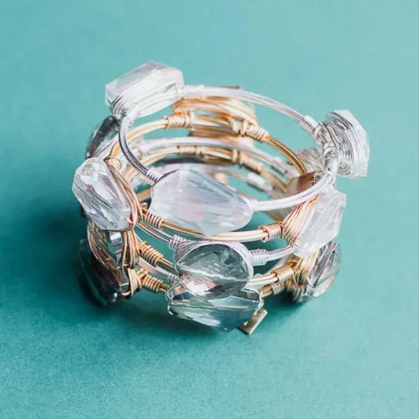 LIMITED STONE BANGLE Small AB Crystal Gold - Image 3