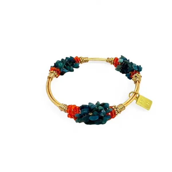 Cluster Apatite Bangle Gold
