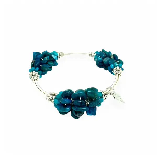 Cluster Dark Apatite Bangle Silver
