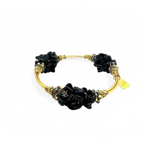 Cluster Onyx Bangle Gold