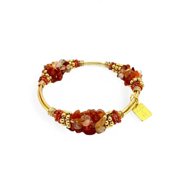 Cluster Carnelian Bangle Gold