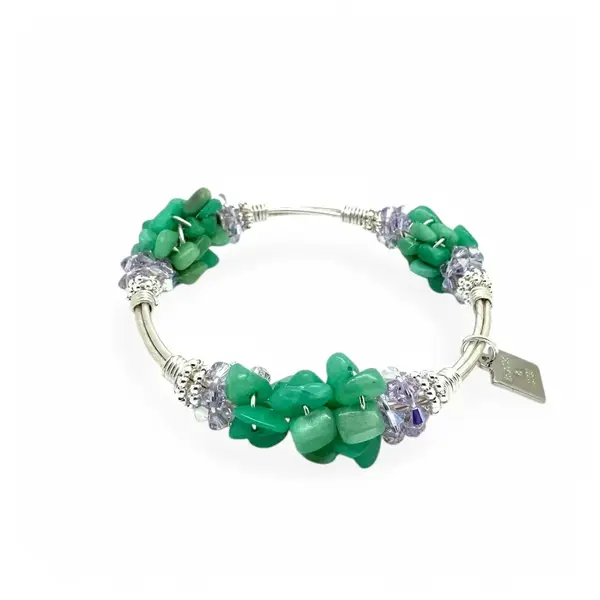 Cluster Chrysoprase Bangle Silver