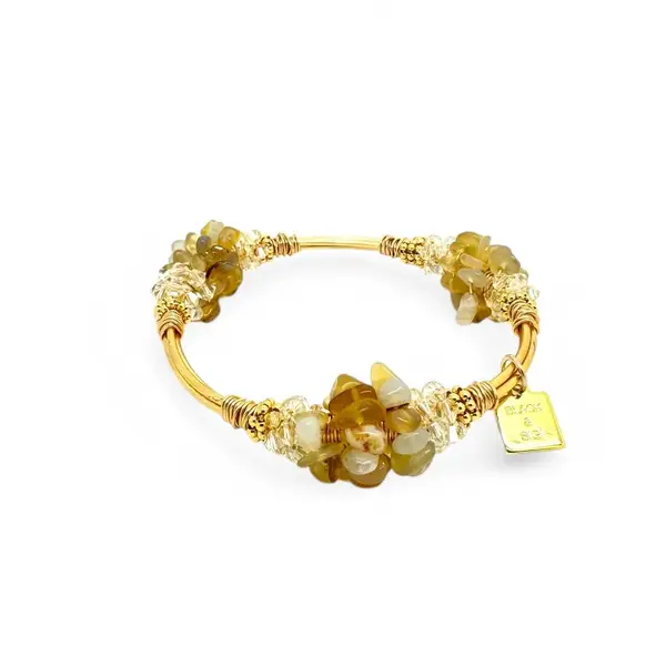 Cluster Golden Agate Bangle Gold