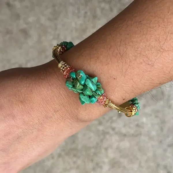 Cluster Russian Amazonite Bangle Gold - Image 2