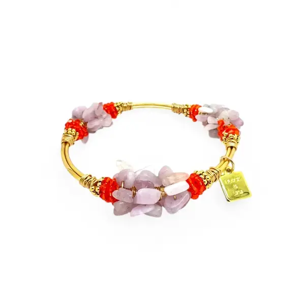 Cluster Kunzite Bangle Gold