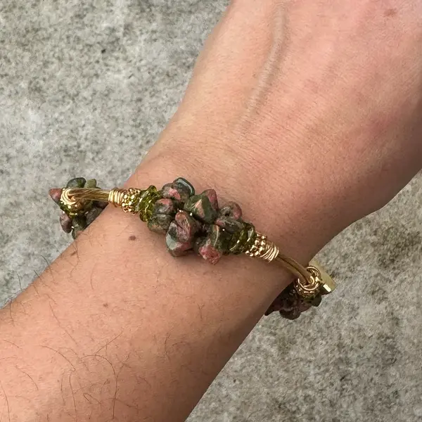 Cluster Unakite Bangle Gold - Image 2