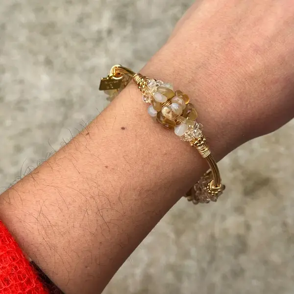 Cluster Golden Agate Bangle Gold - Image 2