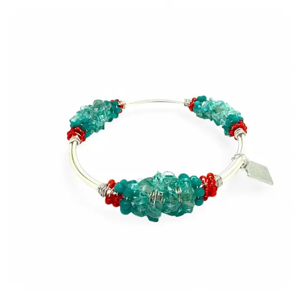 Cluster Light Apatite Bangle Silver