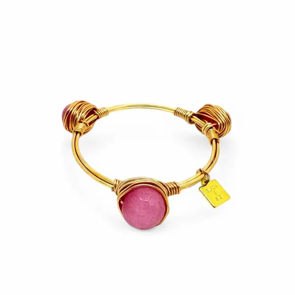 LIMITED STONE BANGLE Bubblegum Pink Jade Silver