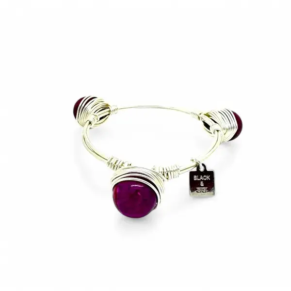 Purple jade silver bangle