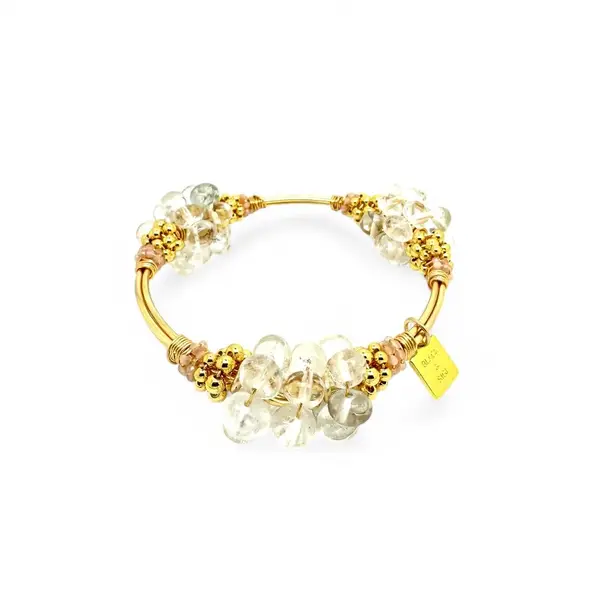 Clear crystal quartz cluster bangle