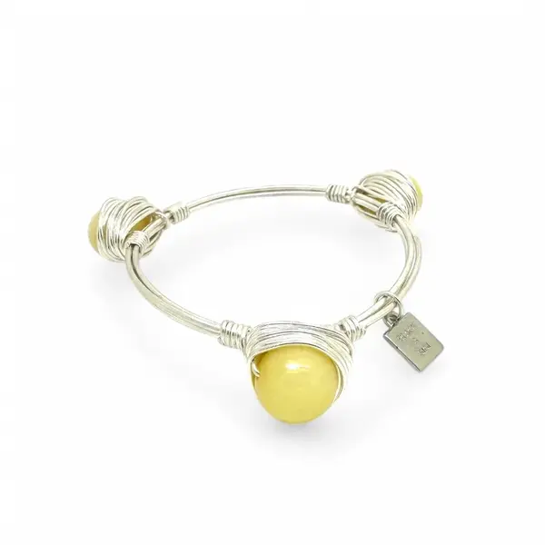 LIMITED STONE BANGLE Yellow Jade Silver