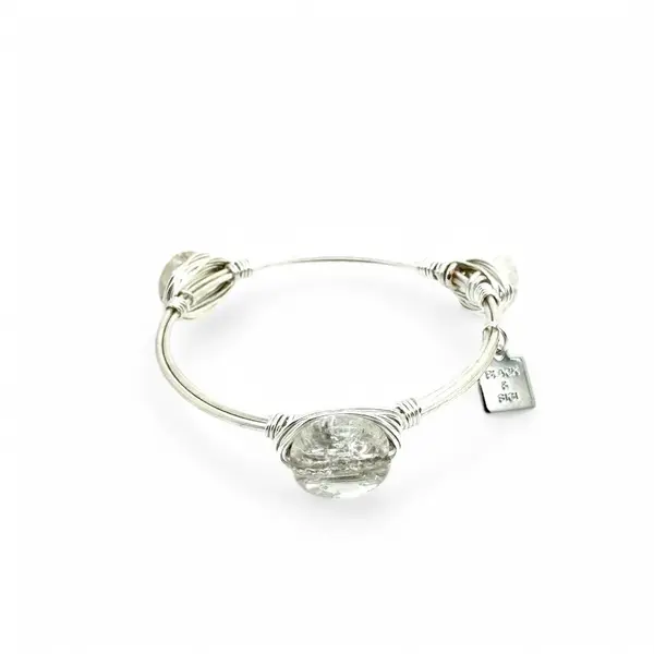 cracked crystal quartz stone bangle