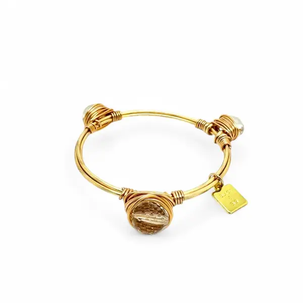 faceted crystal quartz bangle