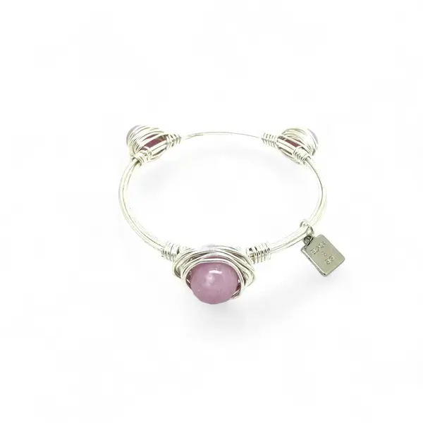 LIMITED STONE BANGLE Small Lilac Jade Silver
