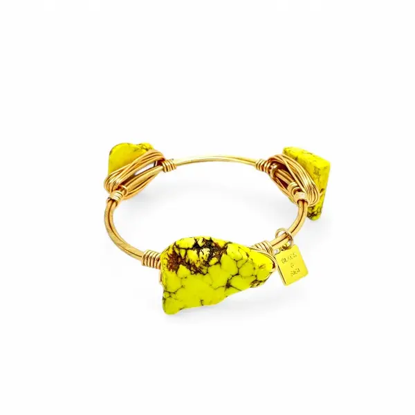yellow Turquoise statement bangle