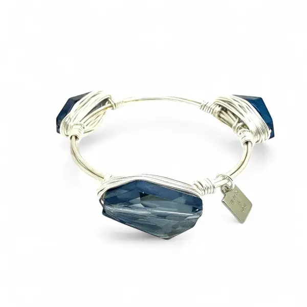 Blue Crystal Quartz Bangle silver