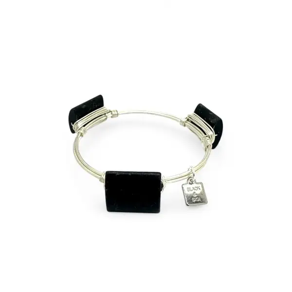 black Matt Obsidian bangle bangle silver