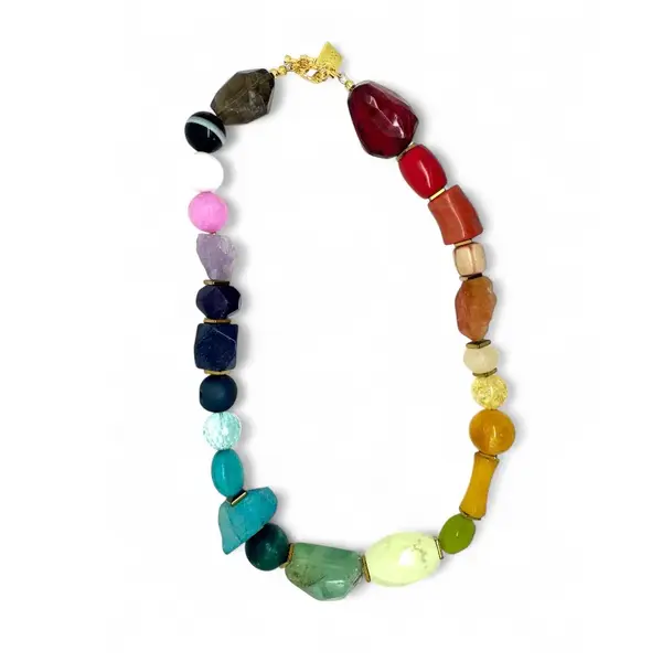Semi precious Stone Rainbow Necklace