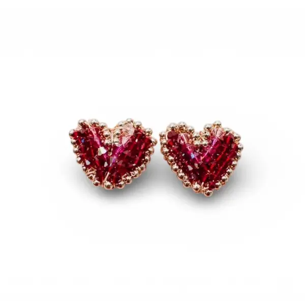 Handmade Beaded Heart Earrings