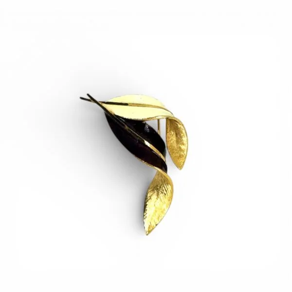 Cream and Burgundy Leaf Brooch