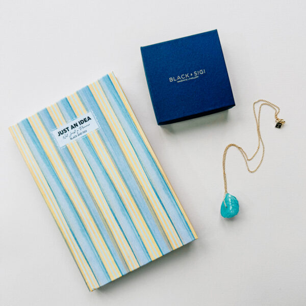 notebook and crystal necklace gift set