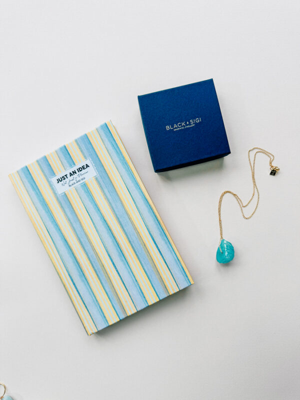 notebook and crystal necklace gift set