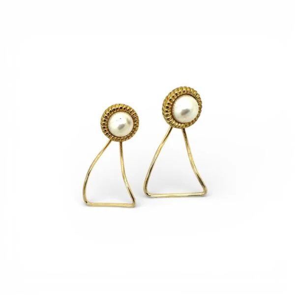 Pearly Stud Gold Ear Jacket Earrings