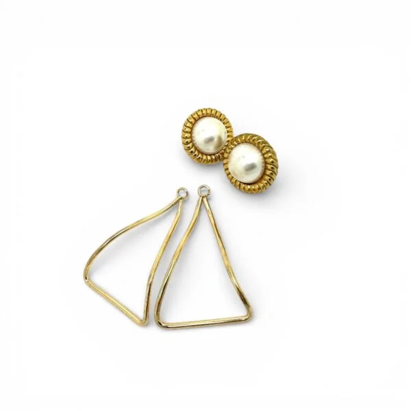 Pearly Stud Gold Ear Jacket Earrings - Image 3