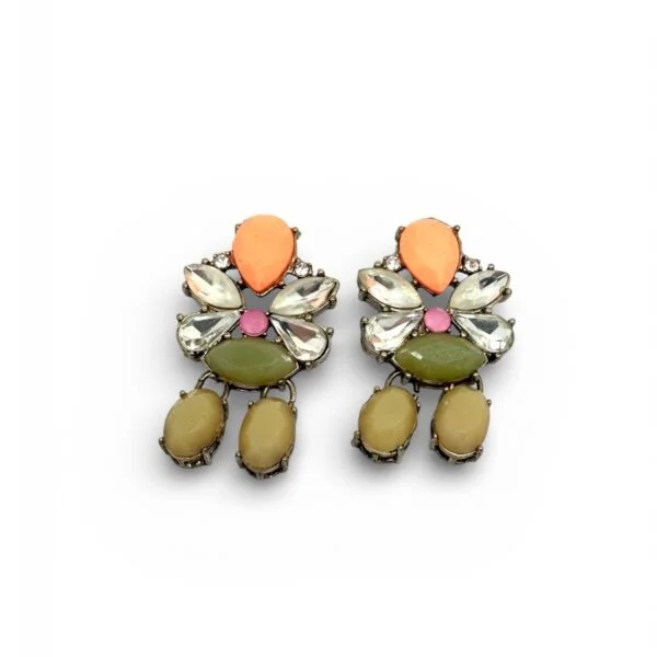 Rhinestone Dangle Clip On Earrings