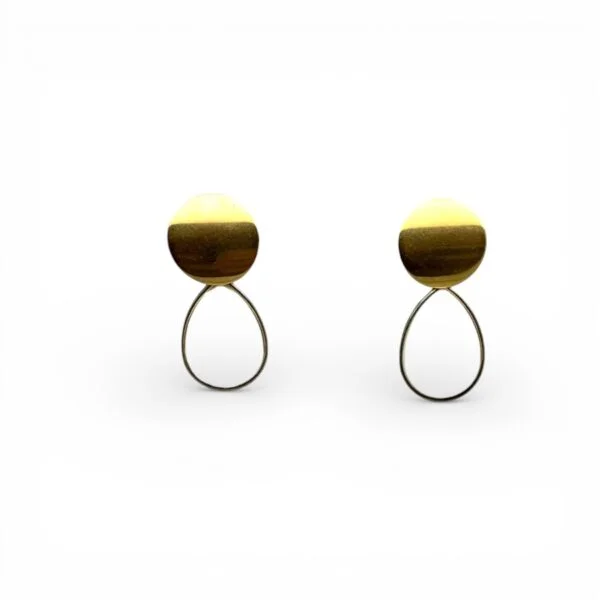 White Teardrop Gold Stud Earrings
