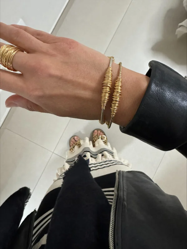 Delicate Gold Thin Bangle - Image 3