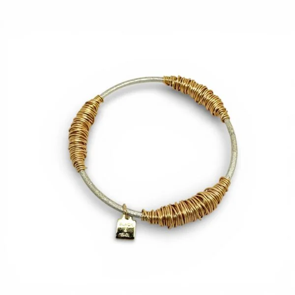 Delicate Gold Thin Bangle Textured Base