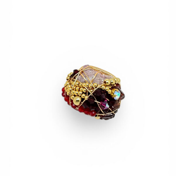 Statement Cocktail Gold Ring | Garnet Red - Image 2