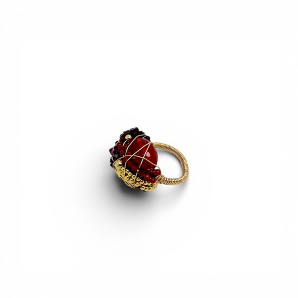 Statement Cocktail Gold Ring | Garnet Red - Image 3