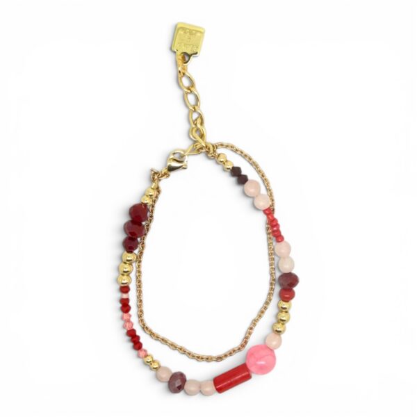 RED Beaded and Chain Bracelet