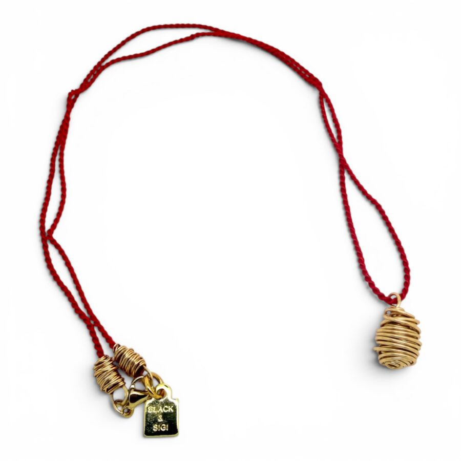 Red Cord Necklace with Asteria Droplet