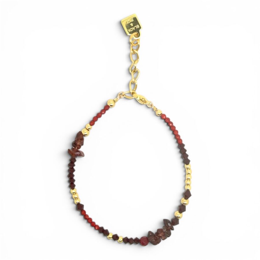 Red and Garnet Beaded Bracelet