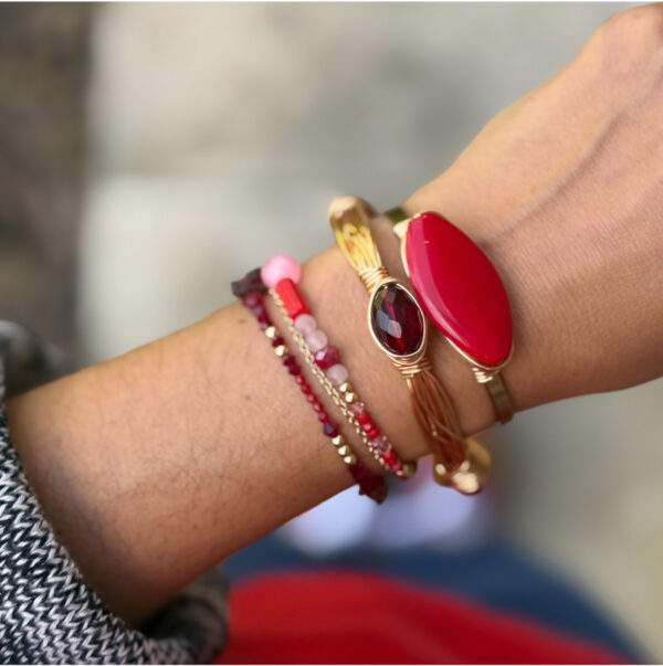 RED Beaded and Chain Bracelet - Image 2